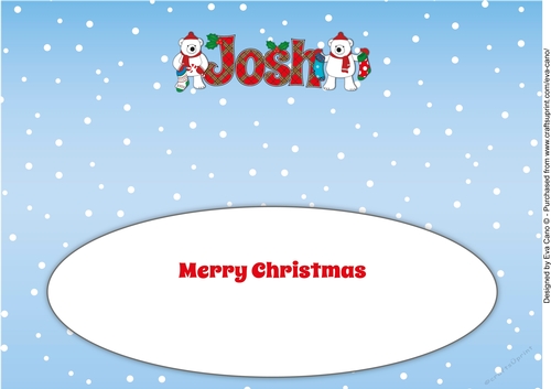Monty Polar Bear and friend with Christmas stockings JOSH large dl insert
