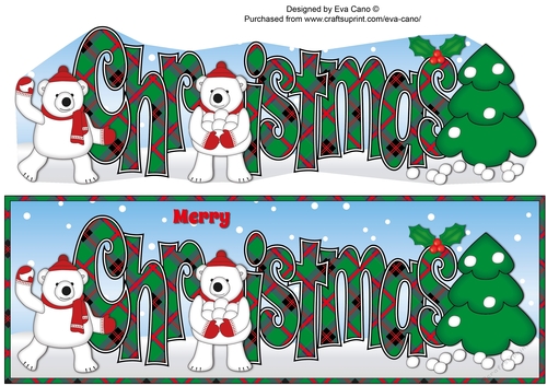Monty Polar Bear and friend decorating the Christmas tree CHRISTMAS large dl 2