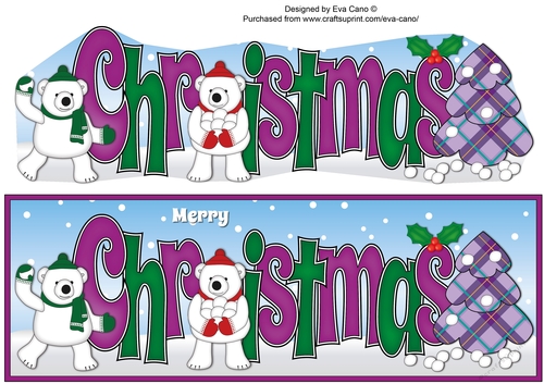 Monty Polar Bear and friend decorating the Christmas tree CHRISTMAS large dl 3