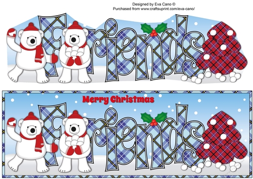 Monty Polar Bear and friend decorating the Christmas tree FRIENDS large dl 2