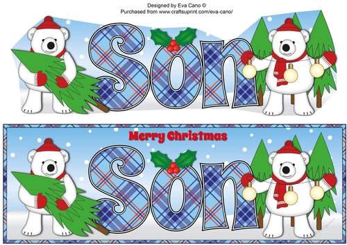 Monty Polar Bear and friend with Christmas trees SON large dl 2