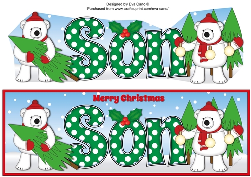 Monty Polar Bear and friend with Christmas trees SON large dl 3