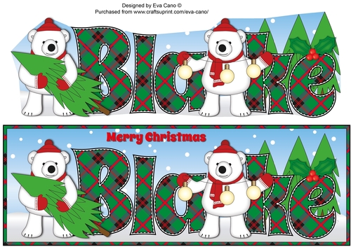 Monty Polar Bear and friend with Christmas trees BLAKE large dl