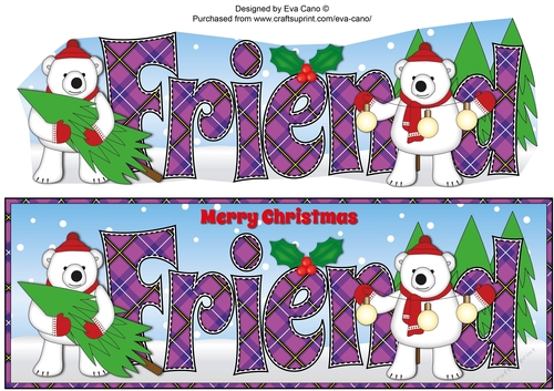 Monty Polar Bear and friend with Christmas trees FRIEND large dl