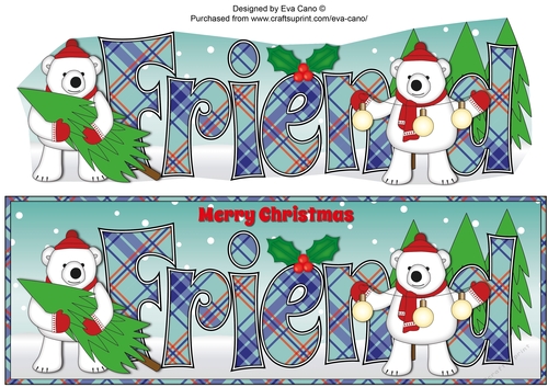 Monty Polar Bear and friend with Christmas trees FRIEND large dl 2
