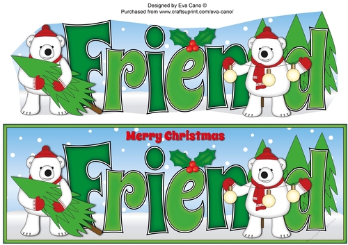 Monty Polar Bear and friend with Christmas trees FRIEND large dl 3