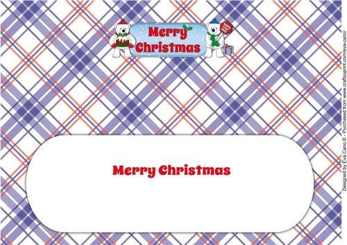 Monty Polar Bear and friend with Christmas pudding and sign MERRY CHRISTMAS large dl 2 insert