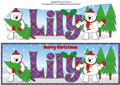 Monty Polar Bear and friend with Christmas trees LILY large dl