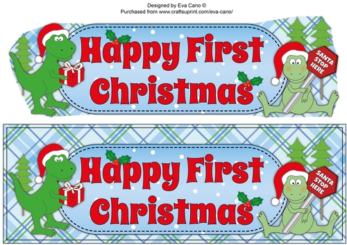 Christmas Dinosaurs with present and sign FIRST CHRISTMAS large dl 2