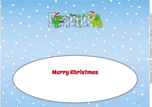 Christmas Dinosaurs with Christmas pudding and present FRIEND large dl insert