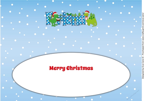 Christmas Dinosaurs with Christmas pudding and present FRIEND large dl 2 insert