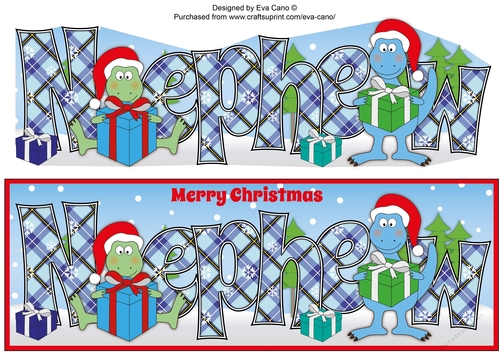 Christmas Dinosaurs with presents NEPHEW large dl