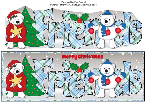 Monty & Luna Polar Bears decorating the Christmas tree FRIENDS large dl