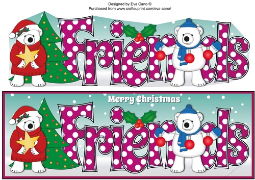 Monty and Luna Polar Bears decorating the Christmas tree FRIENDS large dl 3