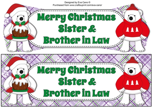 Monty Polar Bear and friend with Christmas pudding SISTER & BROTHER IN LAW large dl 2