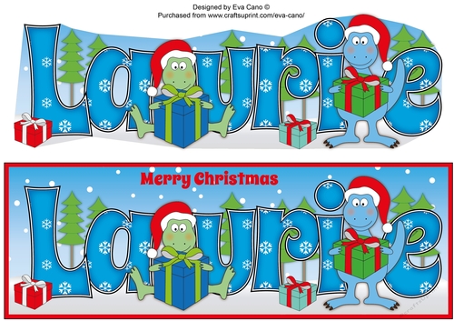 Christmas Dinosaurs with presents LAURIE large dl