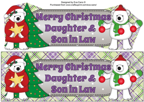 Monty & Luna Polar Bears decorating the Christmas tree DAUGHTER & SON IN LAW large dl