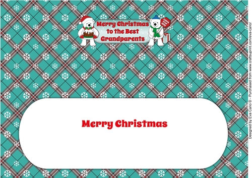 Monty Polar Bear and friend with Christmas pudding and sign BEST GRANDPARENTS large dl 2 insert