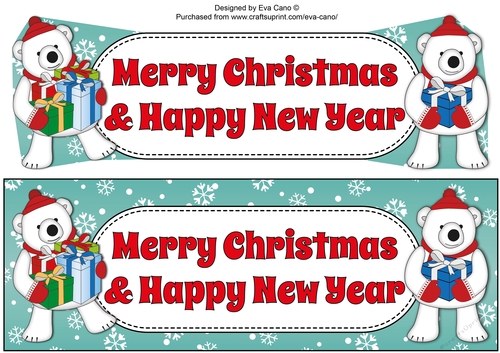 Monty Polar Bear and friend with presents CHRISTMAS & NEW YEAR large dl