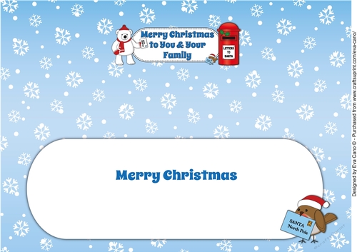 Monty Polar Bear letter to Santa YOU & YOUR FAMILY large dl insert