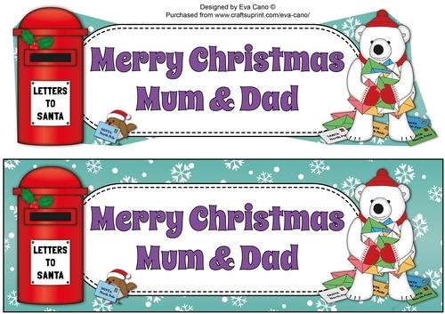 Monty Polar Bear lots of letters to Santa MUM & DAD large dl