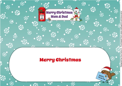 Monty Polar Bear lots of letters to Santa MUM & DAD large dl insert