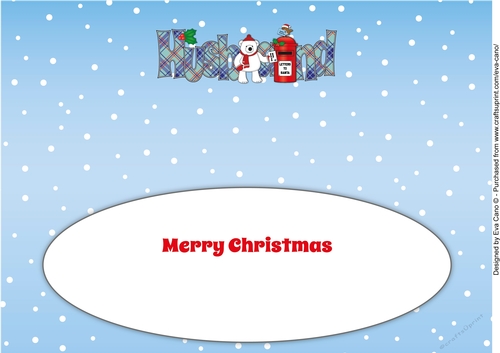 Monty Polar Bear letter to Santa HUSBAND large dl insert