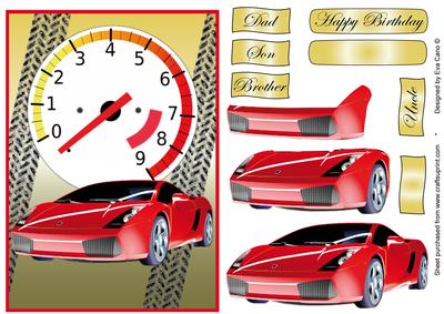 Red Sports Car Decoupage