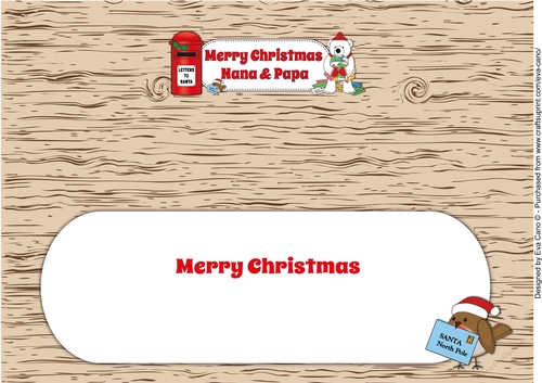 Monty Polar Bear lots of letters to Santa NANA & PAPA large dl insert