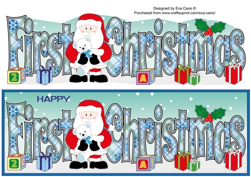 Santa with Teddy FIRST CHRISTMAS large dl 3
