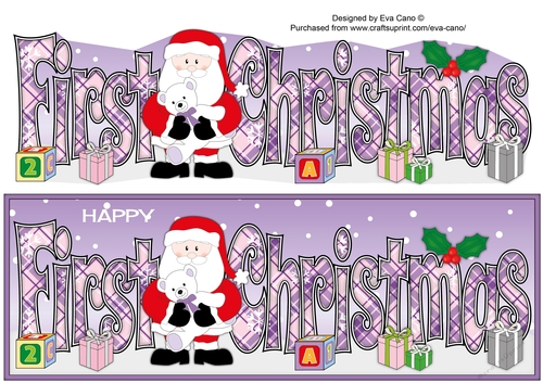 Santa with Teddy FIRST CHRISTMAS large dl 4