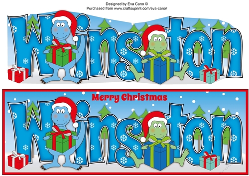 Christmas Dinosaurs with presents WINSTON large dl