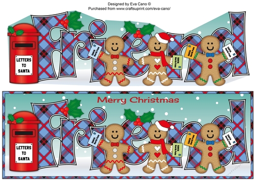 Gingerbread men with letters to Santa FRIEND large dl 3