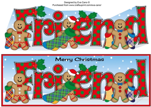Gingerbread men with Christmas stockings FRIEND large dl 2