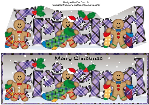 Gingerbread men with Christmas stockings FRIEND large dl 3