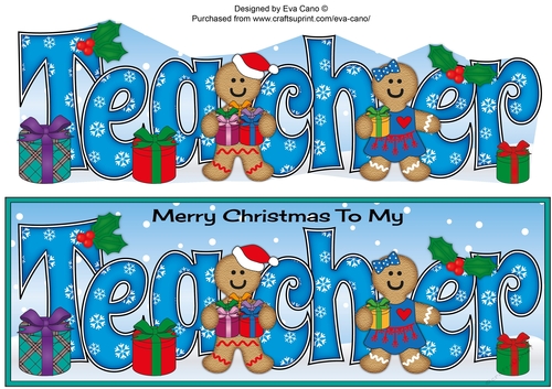 Gingerbread Couple with presents TEACHER large dl