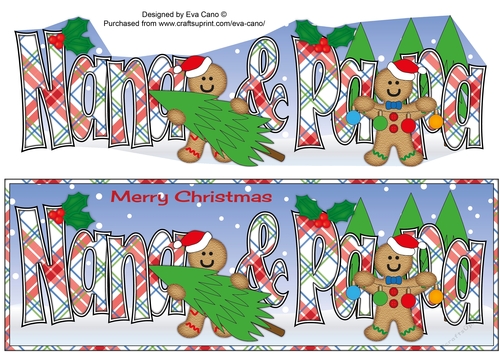 Gingerbread men with Christmas Trees NANA & PAPA large dl