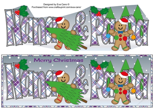 Gingerbread men with Christmas Trees NANA & PAPA large dl 3
