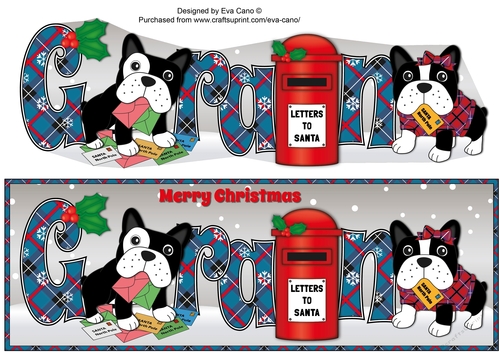 Christmas Freddie and Daisy French Bulldogs letters to Santa GRAN large dl