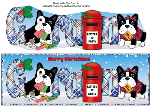 Christmas Freddie and Daisy French Bulldogs letters to Santa GRAN large dl 2