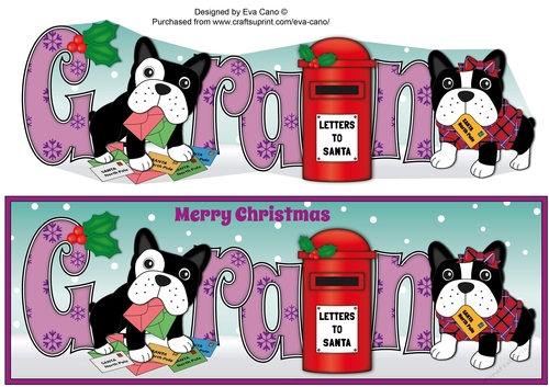 Christmas Freddie and Daisy French Bulldogs letters to Santa GRAN large dl 3