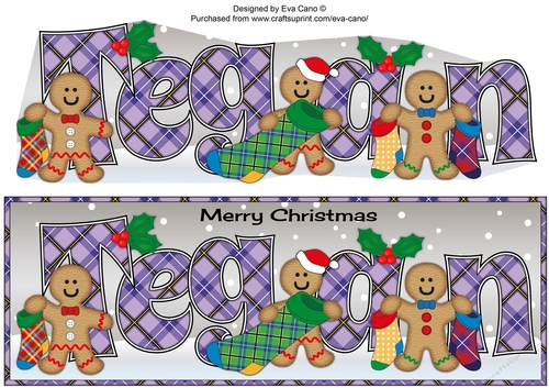 Gingerbread men with Christmas stockings TEGAN large dl