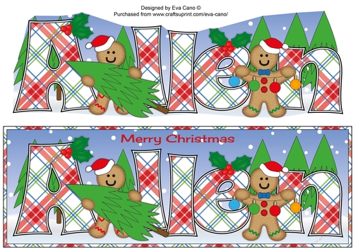 Gingerbread men with Christmas Trees ALLEN large dl