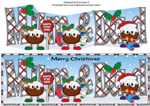 Crazy Christmas Puddings with Christmas stockings MUM & DAD large dl