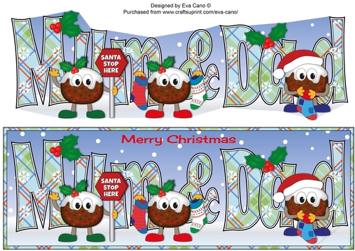 Crazy Christmas Puddings with Christmas stockings MUM & DAD large dl 2