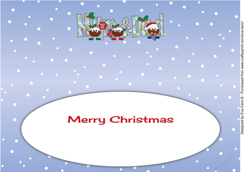 Crazy Christmas Puddings with Christmas stockings MUM & DAD large dl 2 insert