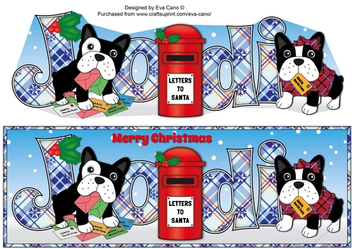 Christmas Freddie and Daisy French Bulldogs letters to Santa JODI large dl