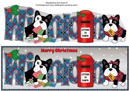 Christmas Freddie and Daisy French Bulldogs letters to Santa WINTON large dl