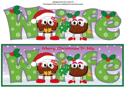 Crazy Christmas Pudding Couple with Mistletoe WIFE large dl 2