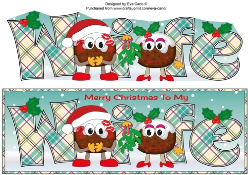 Crazy Christmas Pudding Couple with Mistletoe WIFE large dl 3